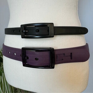 Two C4 Unisex Metal Free Silicone Belts 31-33” waist purple black TSA Equestrian